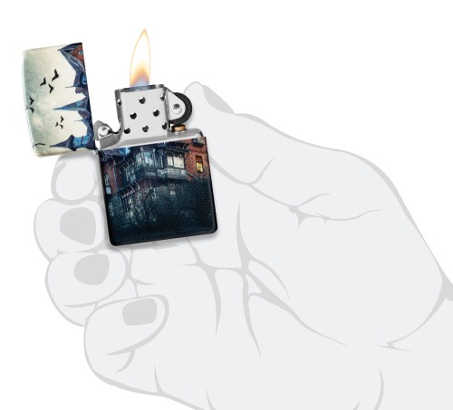 48922 Зажигалка ZIPPO Horror House с покрытием 540 Matte, латунь/сталь, белая, 38x13x57 мм