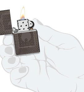 48569 Зажигалка ZIPPO Armor® с покрытием Black Ice®, латунь/сталь, чёрная, 29x10x60 мм