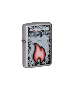 49576 Зажигалка ZIPPO Flame Design с покрытием Street Chrome, латунь/сталь, серебристая, 38x13x57 мм