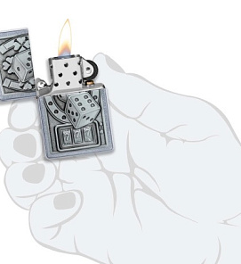 49294 Зажигалка ZIPPO Lucky 7 с покрытием Street Chrome, латунь/сталь, серебристая, 38x13x57 мм