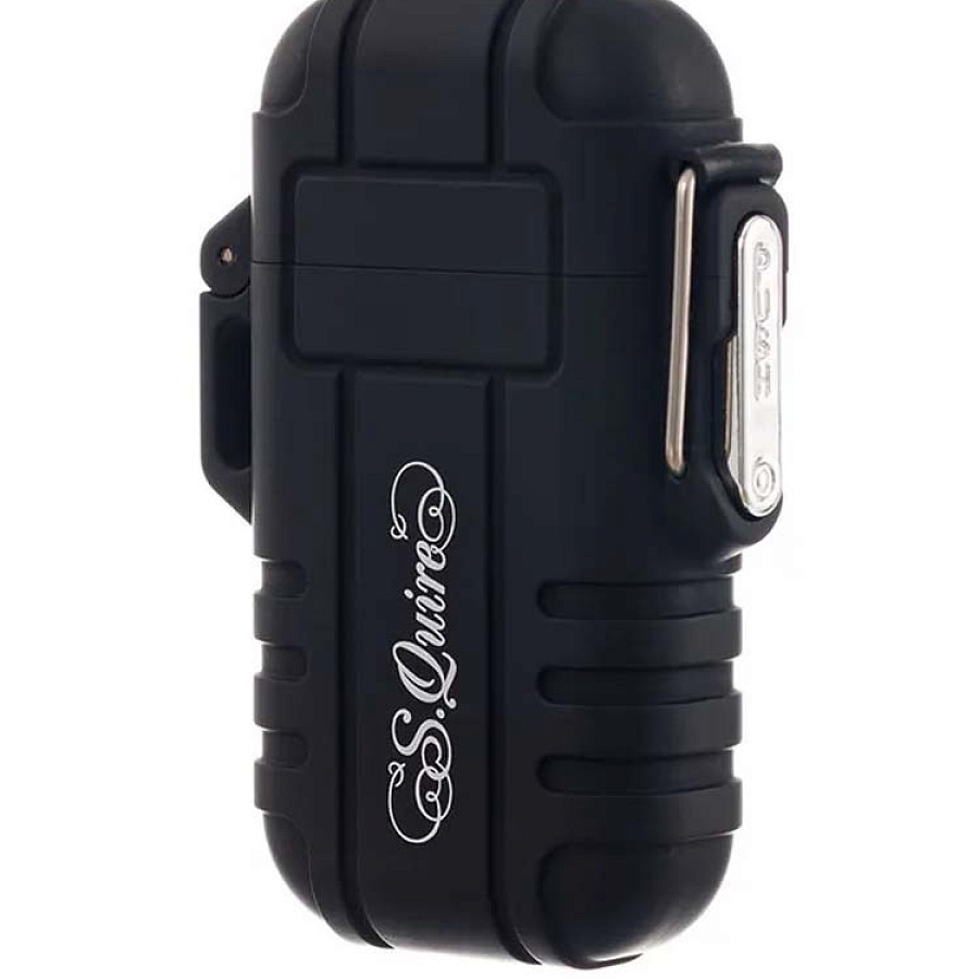 FL012-Black Зажигалка S.Quire газовая, турбо, водонепроницаемая, чёрная