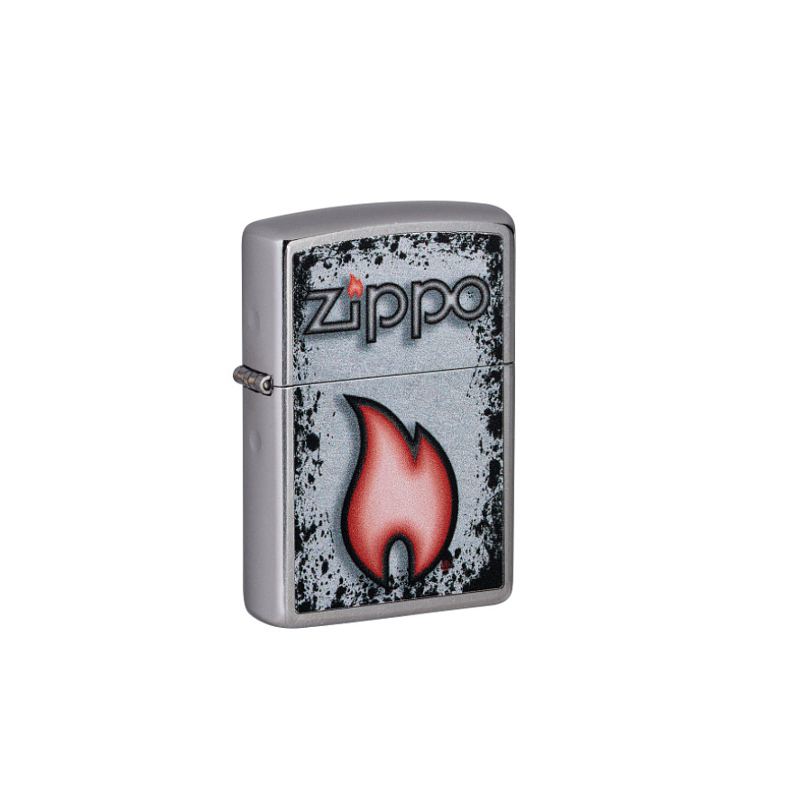 49576 Зажигалка ZIPPO Flame Design с покрытием Street Chrome, латунь/сталь, серебристая, 38x13x57 мм