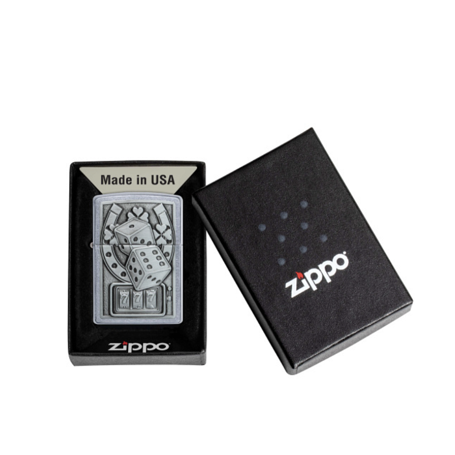49294 Зажигалка ZIPPO Lucky 7 с покрытием Street Chrome, латунь/сталь, серебристая, 38x13x57 мм