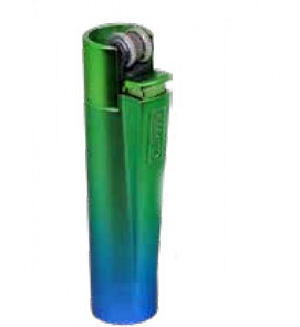 Клиппер Зажигалка кремневая металлическая Зелено-Голубой  градиентCM0S131