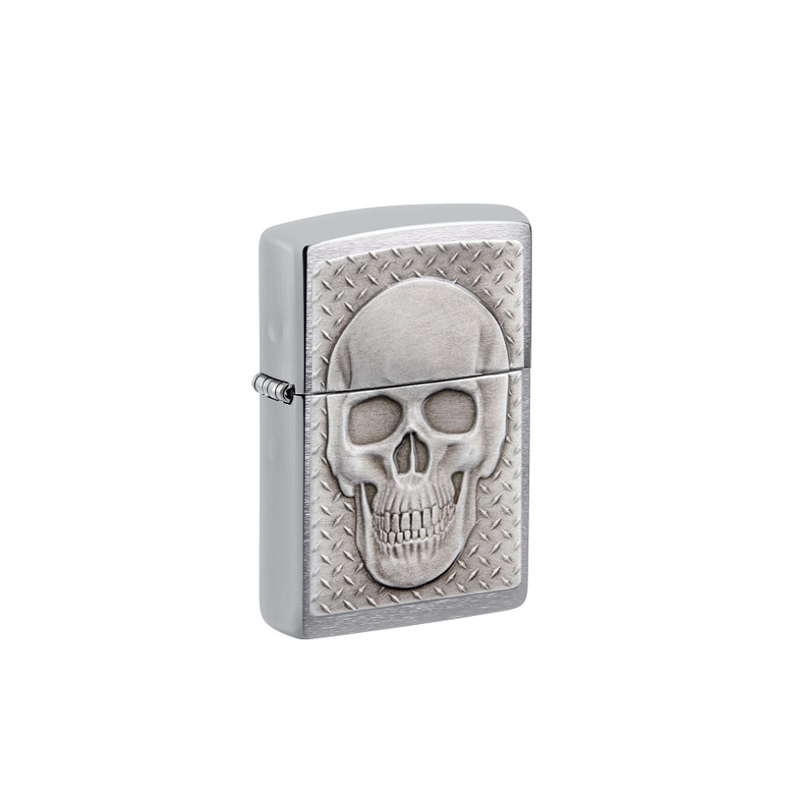 29818 Зажигалка ZIPPO Skull Design с покрытием Brushed Chrome, латунь/сталь, серебристая, 38x13x57 м