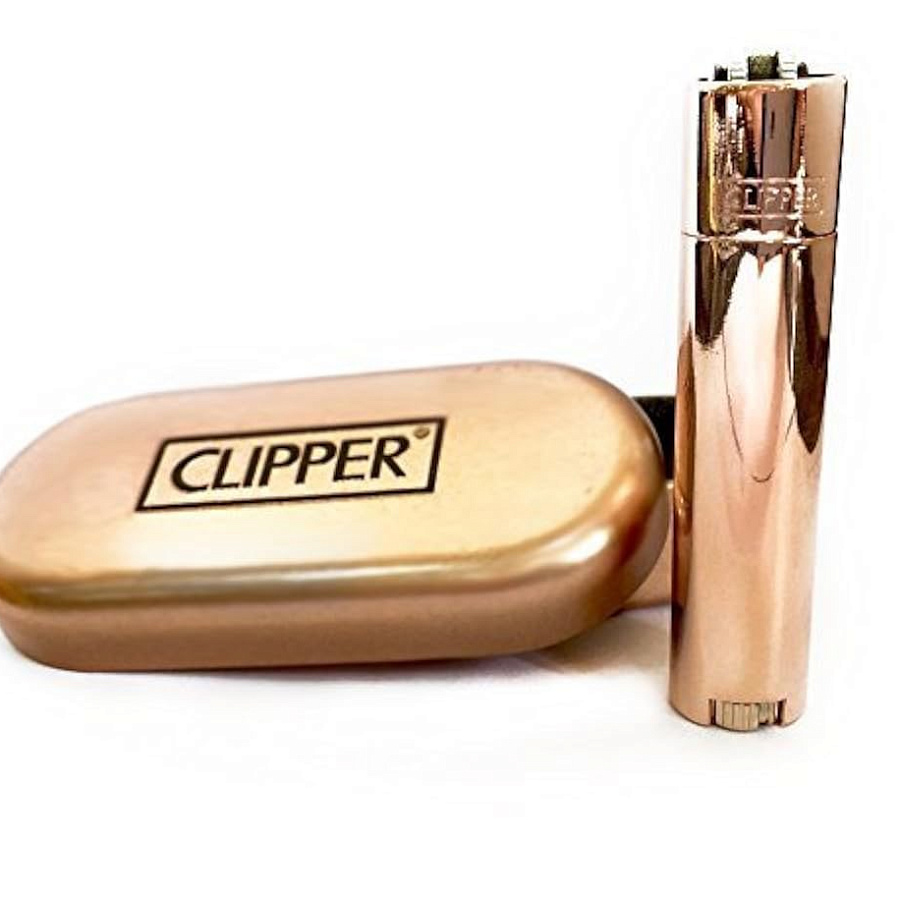 Клиппер Зажигалка кремневая металлическая Розовое Золото CMOS057