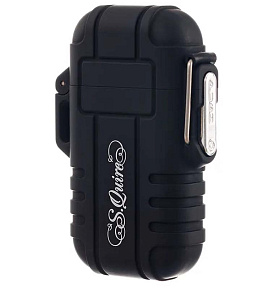 FL012-Black Зажигалка S.Quire газовая, турбо, водонепроницаемая, чёрная