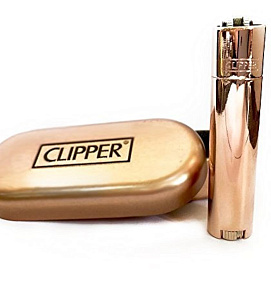 Клиппер Зажигалка кремневая металлическая Розовое Золото CMOS057