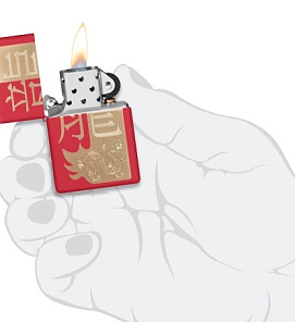 48769 Зажигалка ZIPPO Year of the Dragon 2024 с покрытием Red Matte, латунь/сталь, красная, матовая,