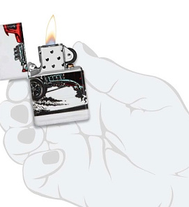 48660 Зажигалка ZIPPO Hot Rod Design с покрытием 540 Matte, латунь/сталь, белая, матовая, 38x13x57 м