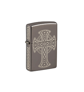 48614 Зажигалка ZIPPO Celtic Cross Design с покрытием Black Ice®, латунь/сталь, черная, 38x13x57 мм