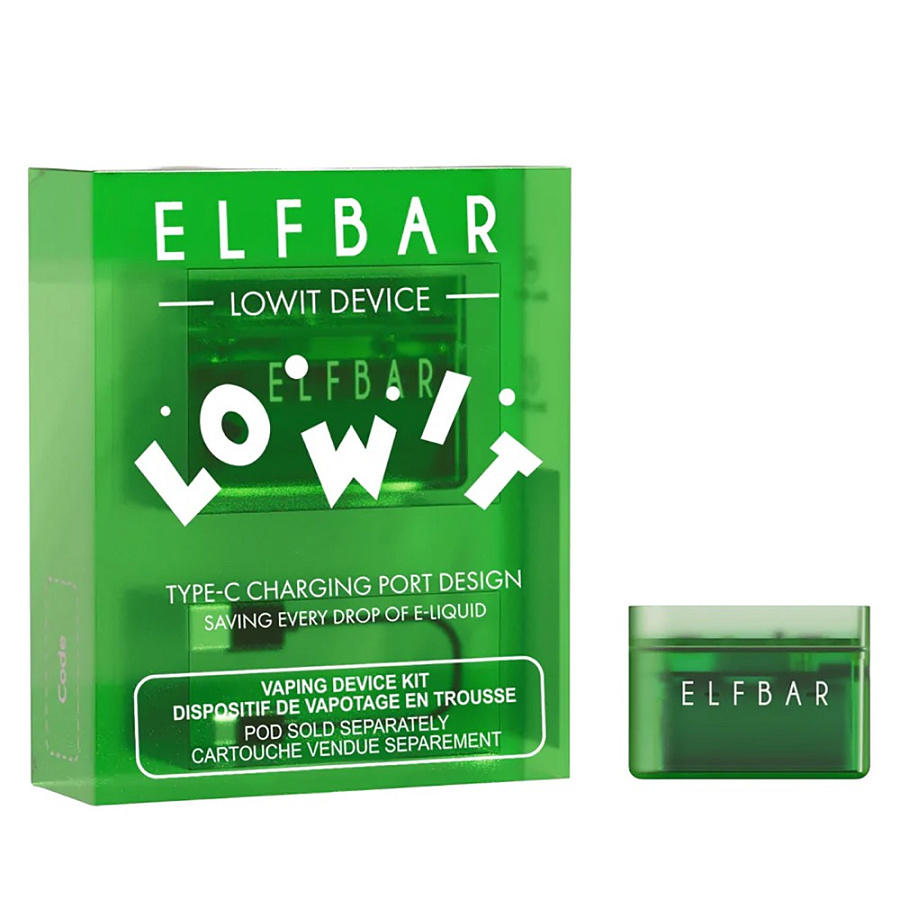 Многоразовая электронная система доставки никотина Elf Bar Lowit Battery Зеленый