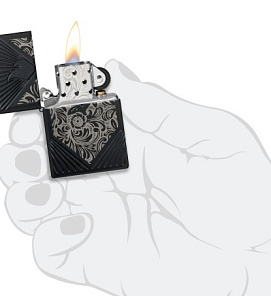 46025 Зажигалка ZIPPO Armor® с покрытием Black Matte, латунь/сталь, чёрная, матовая, 38x13x57 мм